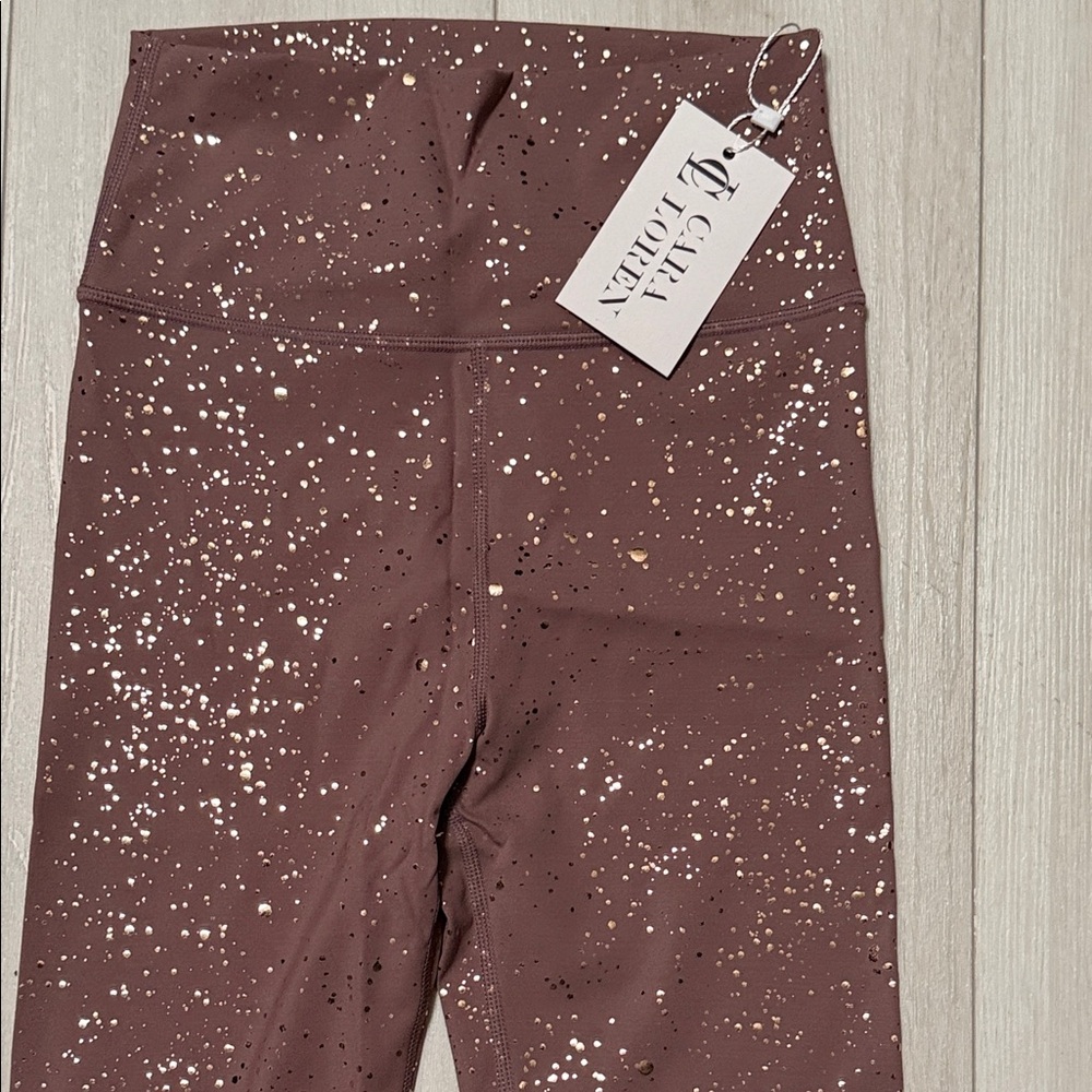Cara Loren Active Mauve Gold Speckled High-Waisted Leggings Size S - Picture 7 of 9
